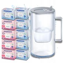 Vandens filtras ąsotis Aquaphor Maxfor, su 10 filtruojančių kasečių, stiklinis, pilkas