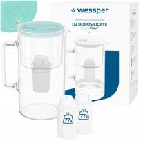 Stiklinis vandens filtras Wessper D2 BOROSILICATE su LED skaitikliu ir 3 filtrais