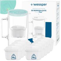 Vandens filtro ąsotis Wessper D2 BOROSILICATE 3 l, su 10 filtrais
