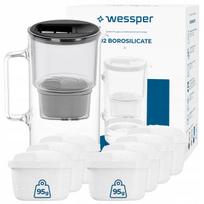 Vandens ąsotis Wessper D2, borosilikatinis stiklas, 3 l, su 8 Aquamax filtrais