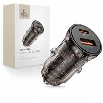 Automobilinis įkroviklis, 2 lizdai (USB-A, Type-C), 30W, greitas įkrovimas