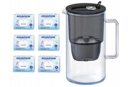 Vandens filtras ąsotis Aquaphor Glass 2,5 l juodas + 6 MAXFOR+ kasetės