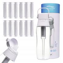 Vandens filtro buteliukas Aqualogis Aqua&Go 0,5 l, baltas, su 12 filtrų