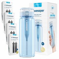 Vandens gertuvė su filtru Wessper ActiveMax Clarti 0,68 l, Tritan, mėlyna, su 9 filtrais