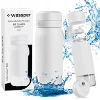 Stiklinis filtruojantis butelis Wessper B2, 0,5 l, baltas, su filtrų rinkiniu