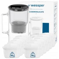 Vandens filtro ąsotis Wessper D2, borosilikatinis stiklas, 3 l, su 12 Aquamax filtrų