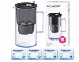 Vandens filtras ąsotis Aquaphor Glass BLACK su 4 Maxfor+ filtrais