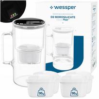 Vandens filtras ąsotis Wessper D2 BOROSILICATE, 3 l, LED, su 5 filtrais