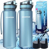 Vandens butelių su filtru rinkinys Aquaphor City 0,5 l, mėlyni, 2 vnt.