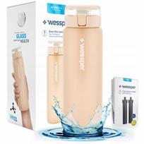 Stiklinis butelis Wessper ActiveMax 0,7 l su 3 vandens filtrais