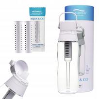Vandens filtruojantis buteliukas Aqualogis Aqua&Go 0,5 l baltas su 2 keičiamais filtrais