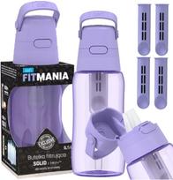 Vandens butelis su filtru Dafi Solid FitMania 0,5 l, levandų spalvos, su 4 filtrais