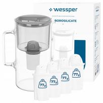 Stiklinis ąsotis Wessper D2, 3 l, su 5 Wessper Aquaclassic filtrais