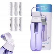 Gertuvė su filtru Aqualogis Aqua&Go 0,5 l, violetinė, su 6 papildymais