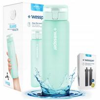 Vandens filtruojantis butelis Wessper ActiveMax Clarti 0,68 l, mėtų spalvos, su 3 filtrais