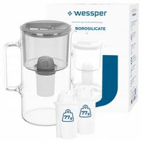 Vandens filtras Wessper D2, borosilikatinis stiklas, 3 l, pilkas, su 3 filtrais