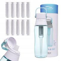 Vandens filtruojantis butelis Aqualogis Aqua&Go 0,5 l mėlynas su 10 filtrų