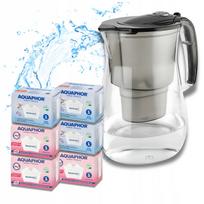 Vandens filtras ąsotis Aquaphor Onyx 4,2 l, su 6 keičiamais filtrais (3 Mg+3), juodas