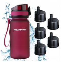 Vandens buteliukas su filtru AQUAPHOR CITY 350 ml, burgundiškos spalvos, 5 filtrų rinkinys
