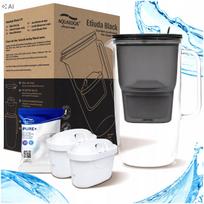 Stiklinis ąsotis su filtru ETIUDA BLACK, borosilikatinis, su 2 Pure+ kasetėmis