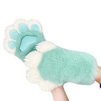 Furry Cats Paws Gloves Cosplay Costume Gloves for Women Girl Warmth Comfort Soft Plush Fursuit Gloves Anime Armwear pink