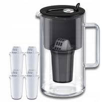 Stiklinis ąsotis su filtru Aquaphor Nord 2,5 l, juodas, su 4 A5 kasetėmis (350 l)