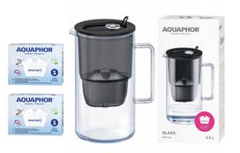 Vandens filtras ąsotis Aquaphor Glass 2,5 l juodas + 2 Maxfor+ kasetės