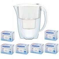 Vandens filtras ąsotis Aquaphor Amethyst, baltas, su 6 kasetėmis