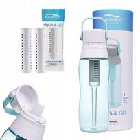 Vandens filtro butelis Aqualogis Aqua&Go 0,5 l, mėlynas, su 2 papildymais