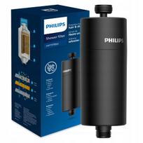 Dušo filtras Philips AWP1775BK, pašalina chlorą ir minkština vandenį, juodas