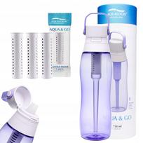 Filtruotas vandens butelis Aqualogis Aqua&Go 0,75 l, violetinis, su 3 papildymais