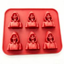 6 Cavity Skull Silicone Ice Tray Mold Easy Release Ice Cube Tray Screaming Ghost Face Non-Stick Ice Cube Making Tray for Kitchen And Bar Use red