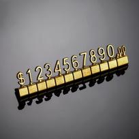 Gold 3D Combined Price Tag 12Pcs/Set Adjustable Number Signs Cube Dollar Euro Currency Symbol Jewelry Store Digital Price Tags as the picture