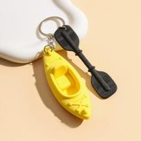 2PCS PLA Kayak Keychain Colorful Stress Relief Toy Creative Oars Shaped Keychain  Stress Relief Red red