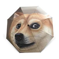 Tiktok Same Style Husky Creative Umbrella Stylish Sunshade Foldable Automatic Student Dog Head Funny Umbrella Umbrellas Are Annoying beige