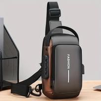 Men's Durable Oxford Crossbody Sling Bag, Waterproof Chest Pack with Phone Pocket and Zip Closure, Daily Commute Bag