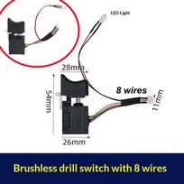1Pcs Cordless Drill Speed Control Brushless Push Button Trigger Electric Drill Switch With Small Light Power Tool Parts 9 lines