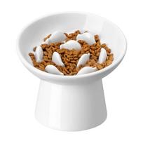 Ceramic Elevated Slow Feeder Bowl, Wide Mouth Easy Clean, Ergonomic Neck Support for Eating One Size balta