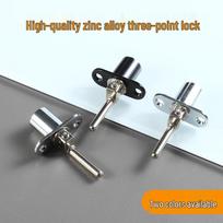Three-Linkage Office Desk Drawer Lock Cylinder with Interlocking Rod Model - Silver 16 gray