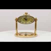 Žalvarinis stalo laikrodis su kompasu Jūrinis Steampunk stalo dekoras Jūrinis laikrodis Dovana