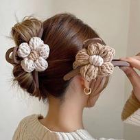 Women's matte hairpin flower point clip hairpin beige black
