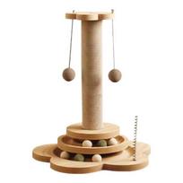Pet Whisper Tall Solid Wood Cat Scratching Tower brown