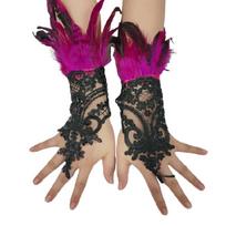Elegant Gloves with Feather French Full Finger Gloves for Proms Concert Evening Banquets Accessory Long Gloves