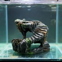 Resin Turtles Basking Platform Cave Enhances Underwater Landscape for Office Home Aquariums Terrariums Decoratioin 1 black