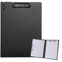 A4 Foldable Clipboard with 360° Double Metal Clips Horizontal Vertical Pen Holder File Cover for Office School Meeting Organizer gray
