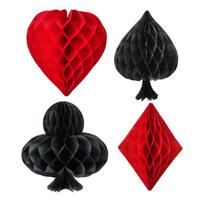 4pcs/Set Three-dimensional Honeycomb Hanging Ornament Red&black Casino Party Decoration  Bar 4pcs black