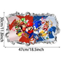 Super Mario Bros Sonic Hedgehog Animacinis Pvc Sienos Lipdukas Su Lipnia Apdaila Vaikų Kambariui Ir Miegamajam red