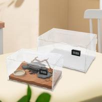 Reptile Terrarium Breeding Tank, Acrylic, Clear, Habitat Reptile Feeding Box, Tarantula Enclosure for Amphibians, Snail, Geckos S white