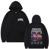 Imagine Dragons Band Loom World Tour Hoodies Men Women Rock Punk Gothic Streetwear Male Fleece Oversized Hoodies S black