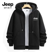 JEEP SPIRIT Vyriškas sunkus žiemos džemperis su gobtuvu XL black